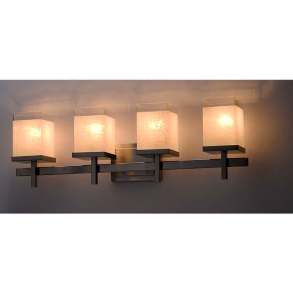 4-Light Maxim Lighting Tetra Modern Bathroom Vanity Lights Satin Nickel Fixtures - Picture 3 of 7